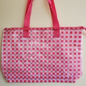 💝NWOT Pink/transparent buffalo check tote💖